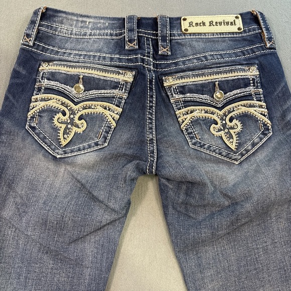 Rock Revival Denim - Rock Revival pILKIN crop jeans wOMEN 28x 28.5 embroidered HICK sTITCH wHISKErs